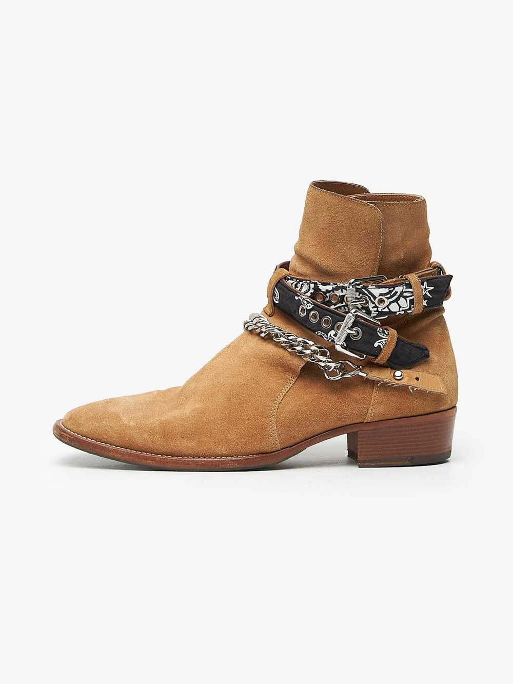 Amiri Brown Suede Chain and Strap Detailed Cowboy… - image 1