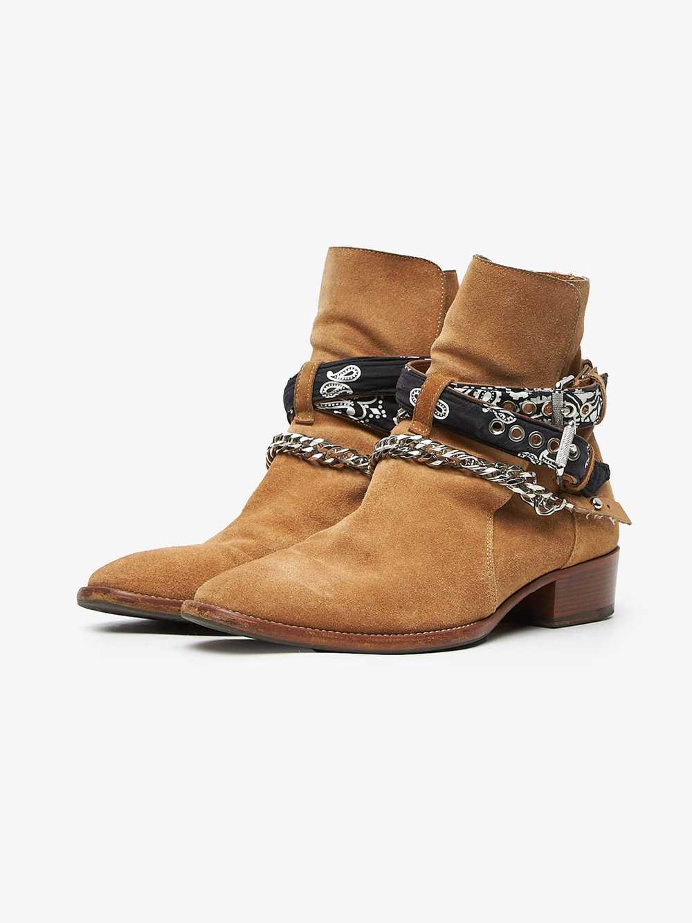 Amiri Brown Suede Chain and Strap Detailed Cowboy… - image 2