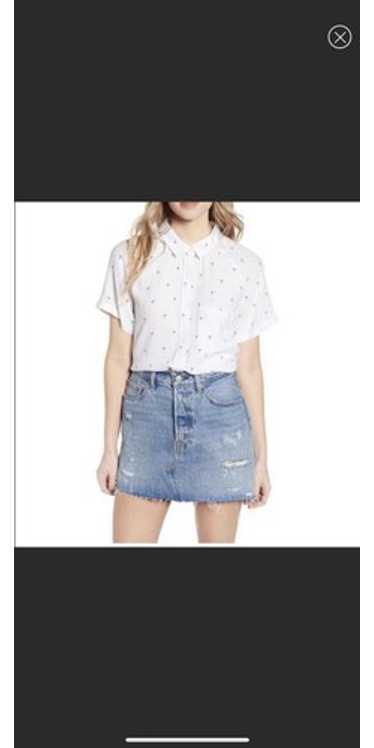 Rails Linen Blend Black Palm Tree Print Button Do… - image 1