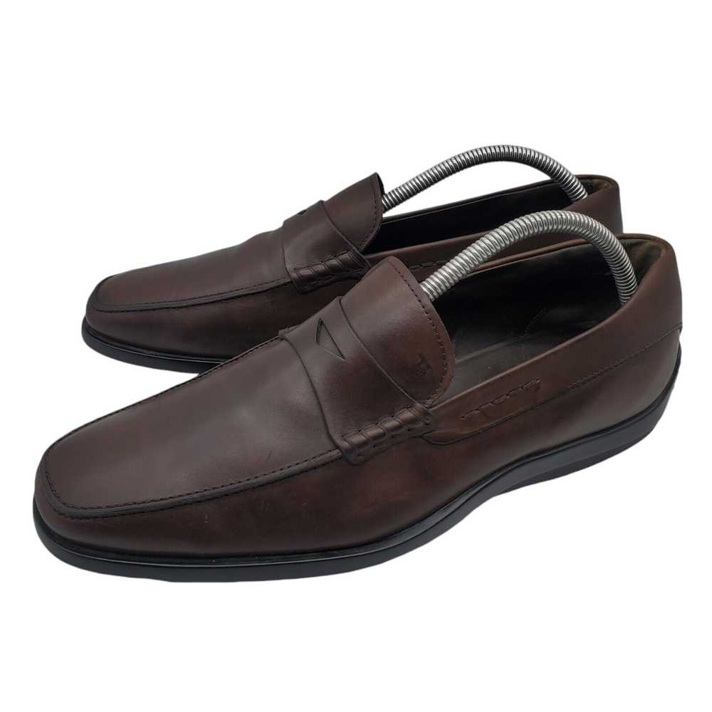 Tod's TOD’S Mens Brown Leather Casual Loafers Sli… - image 1