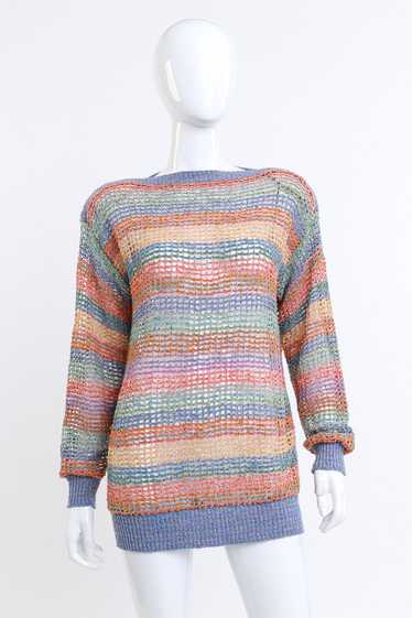 MISSONI Crochet Knit Pastel Stripe Top