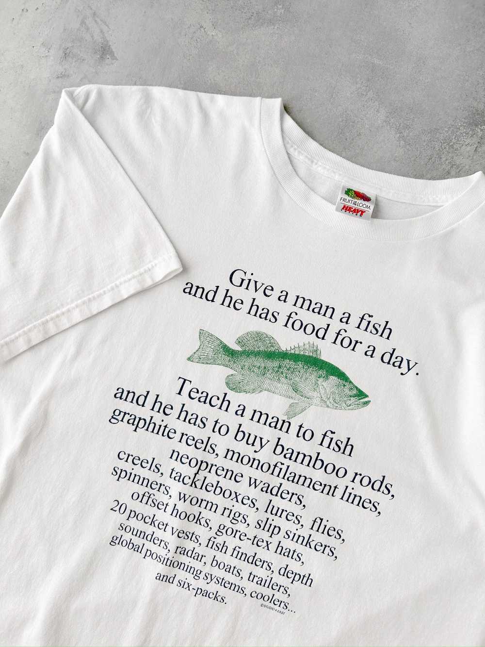 Teach a Man to Fish T-Shirt Y2K - XL - image 2