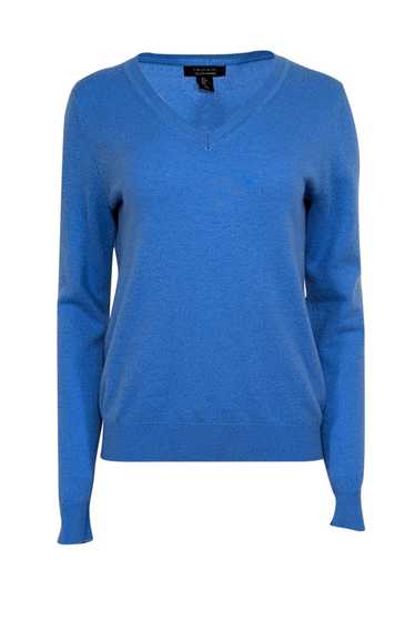 Tahari - Blue Cashmere V-Neck Sweater Sz L - image 1