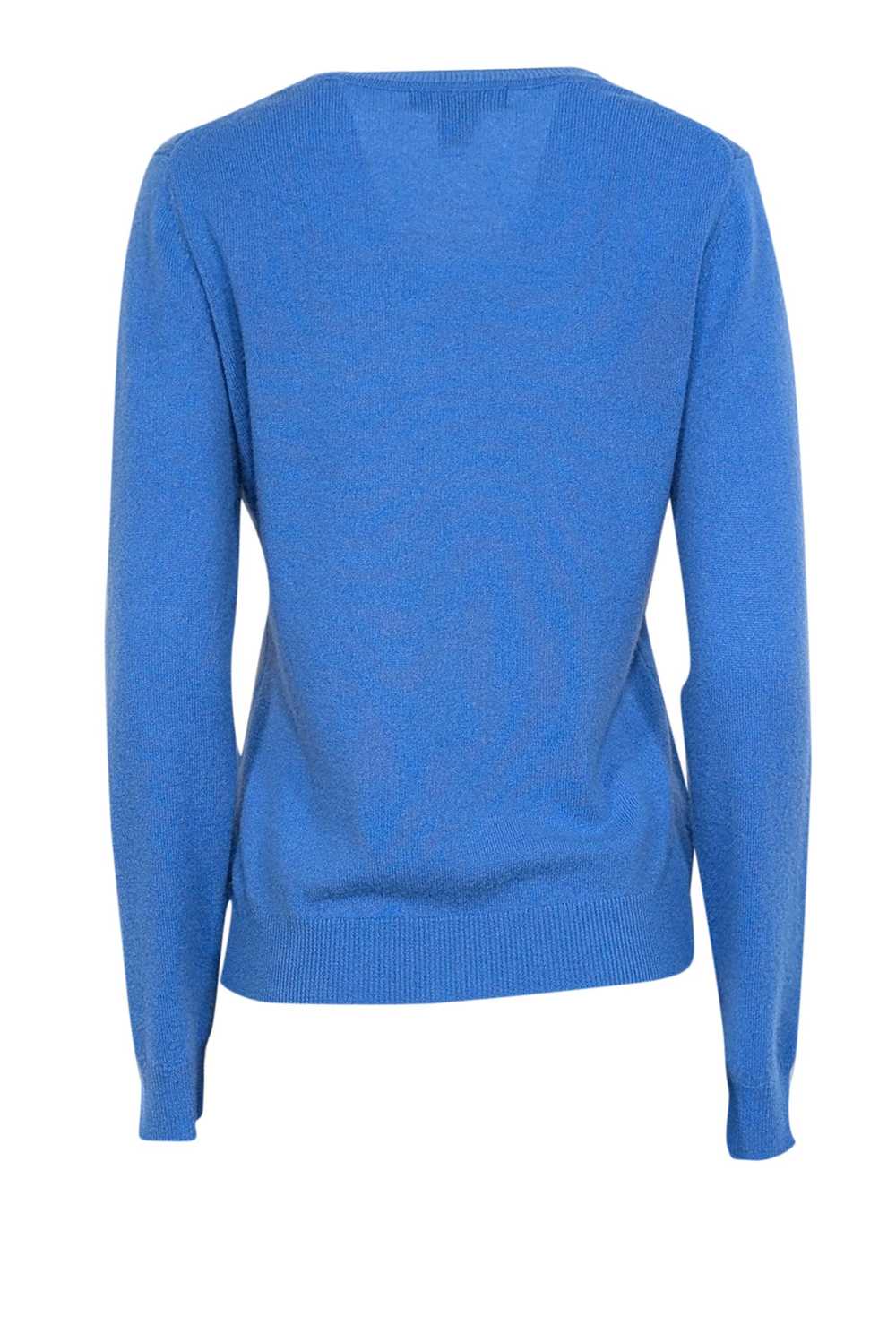 Tahari - Blue Cashmere V-Neck Sweater Sz L - image 3