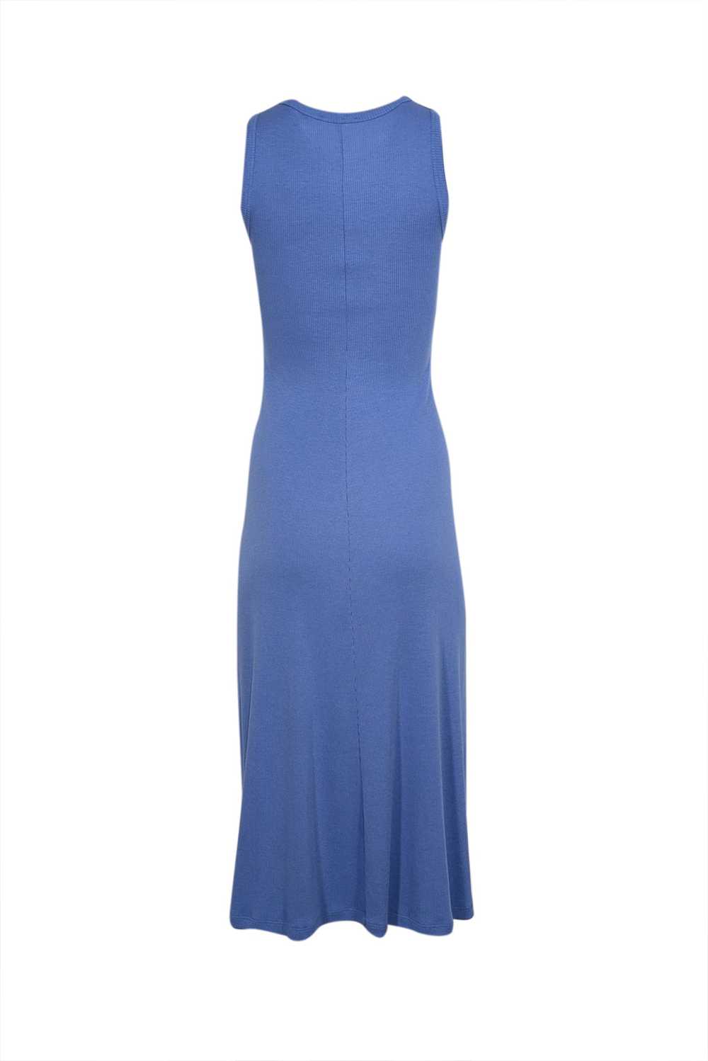 Theory - Blue Ribbed Knit Fit & Flare Midi Dress … - image 3