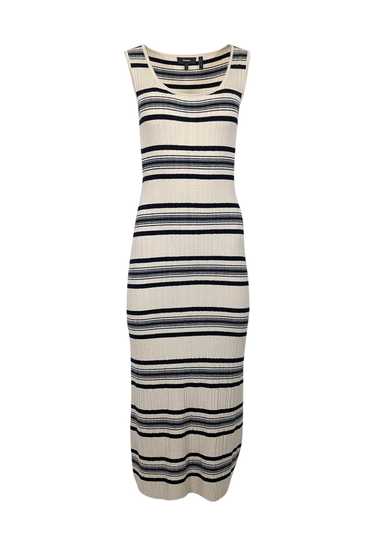Theory - Cream & Navy Striped Wool Blend Ribbed Kn