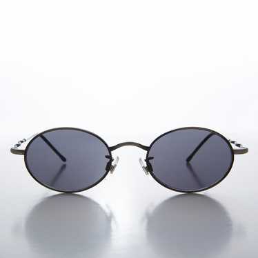 90s Small Oval Metal Frame Sunglasses - Wu - image 1