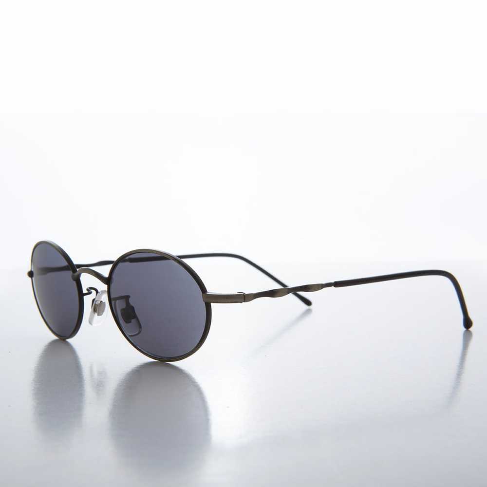 90s Small Oval Metal Frame Sunglasses - Wu - image 2