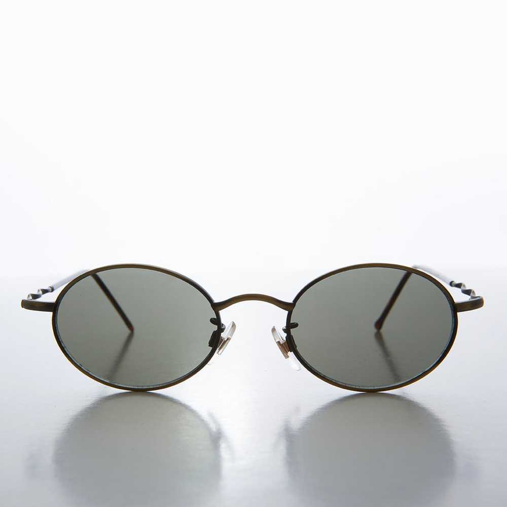 90s Small Oval Metal Frame Sunglasses - Wu - image 3