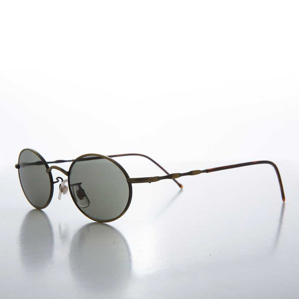 90s Small Oval Metal Frame Sunglasses - Wu - image 4