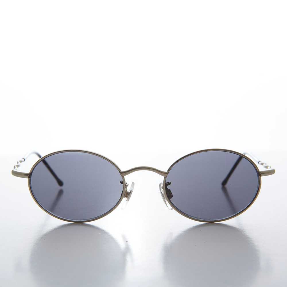 90s Small Oval Metal Frame Sunglasses - Wu - image 5