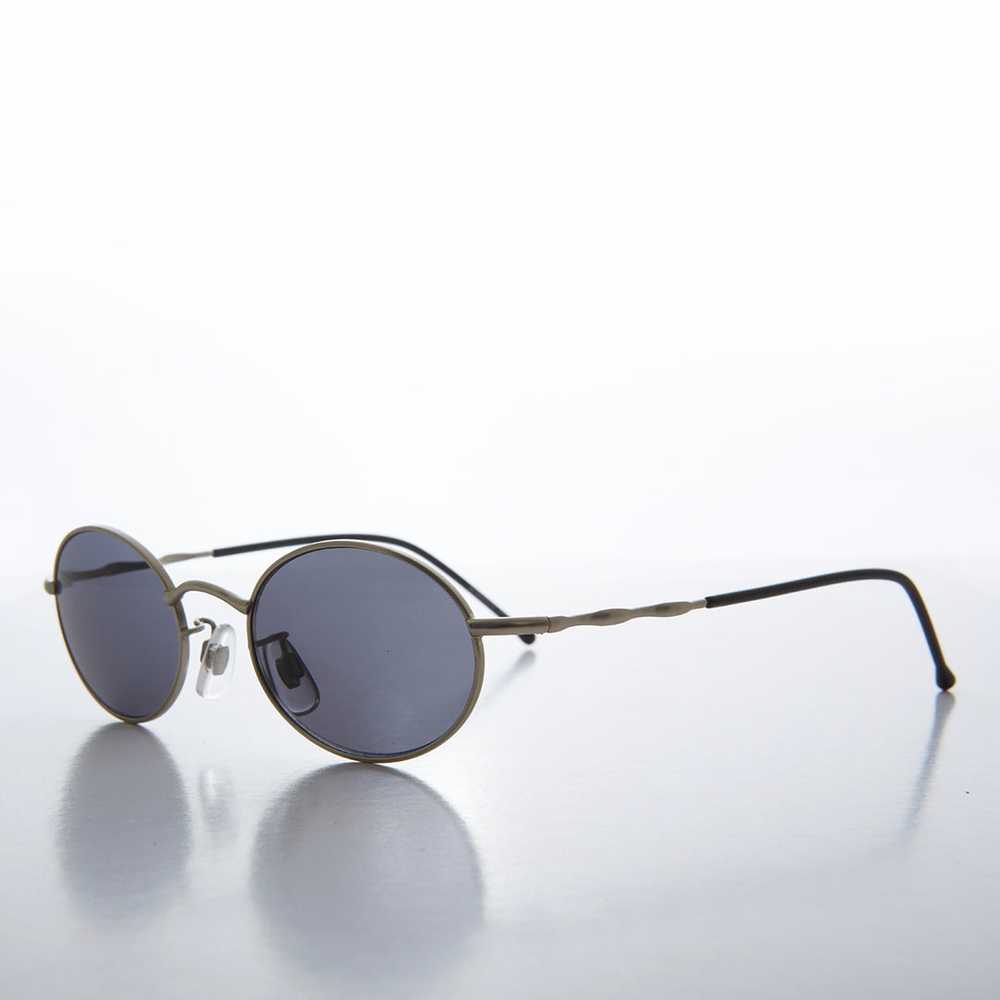 90s Small Oval Metal Frame Sunglasses - Wu - image 6