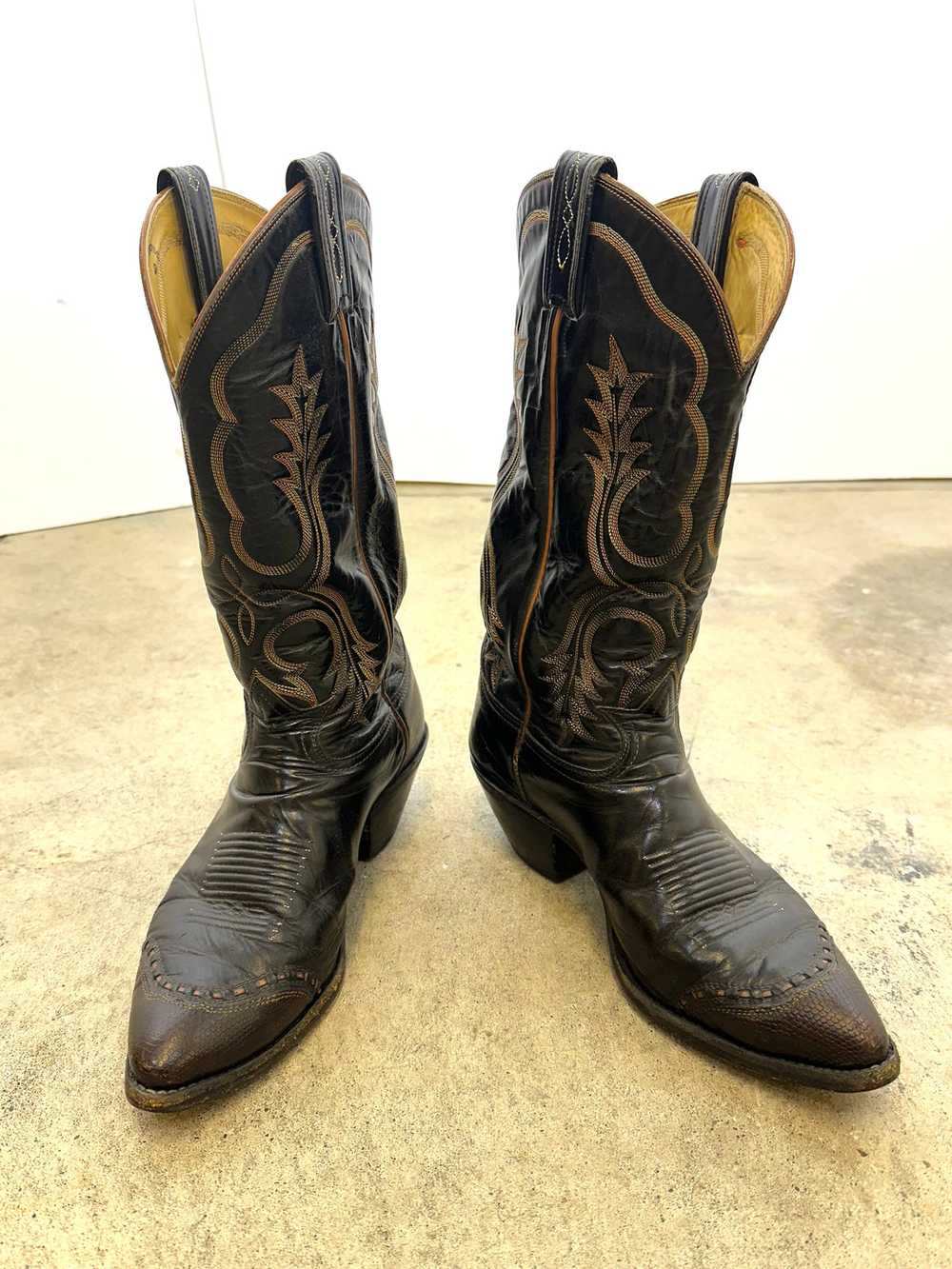 1970s Tony Lama Leather Cowboy Boots - image 1