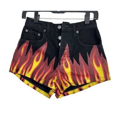 Skull Jeans CARMAR Flames Black Denim Jeans Shorts