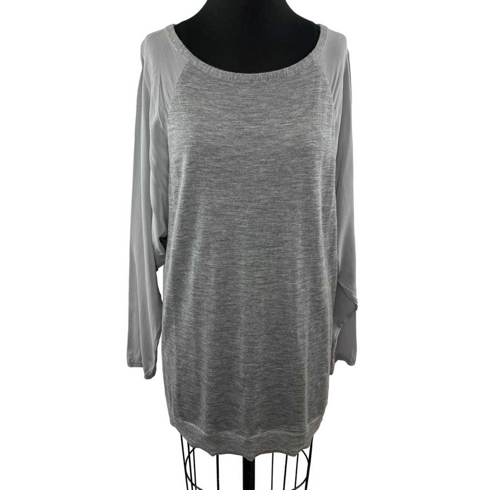 VINCE Light Gray Heather Cashmere Tunic Top with … - image 1