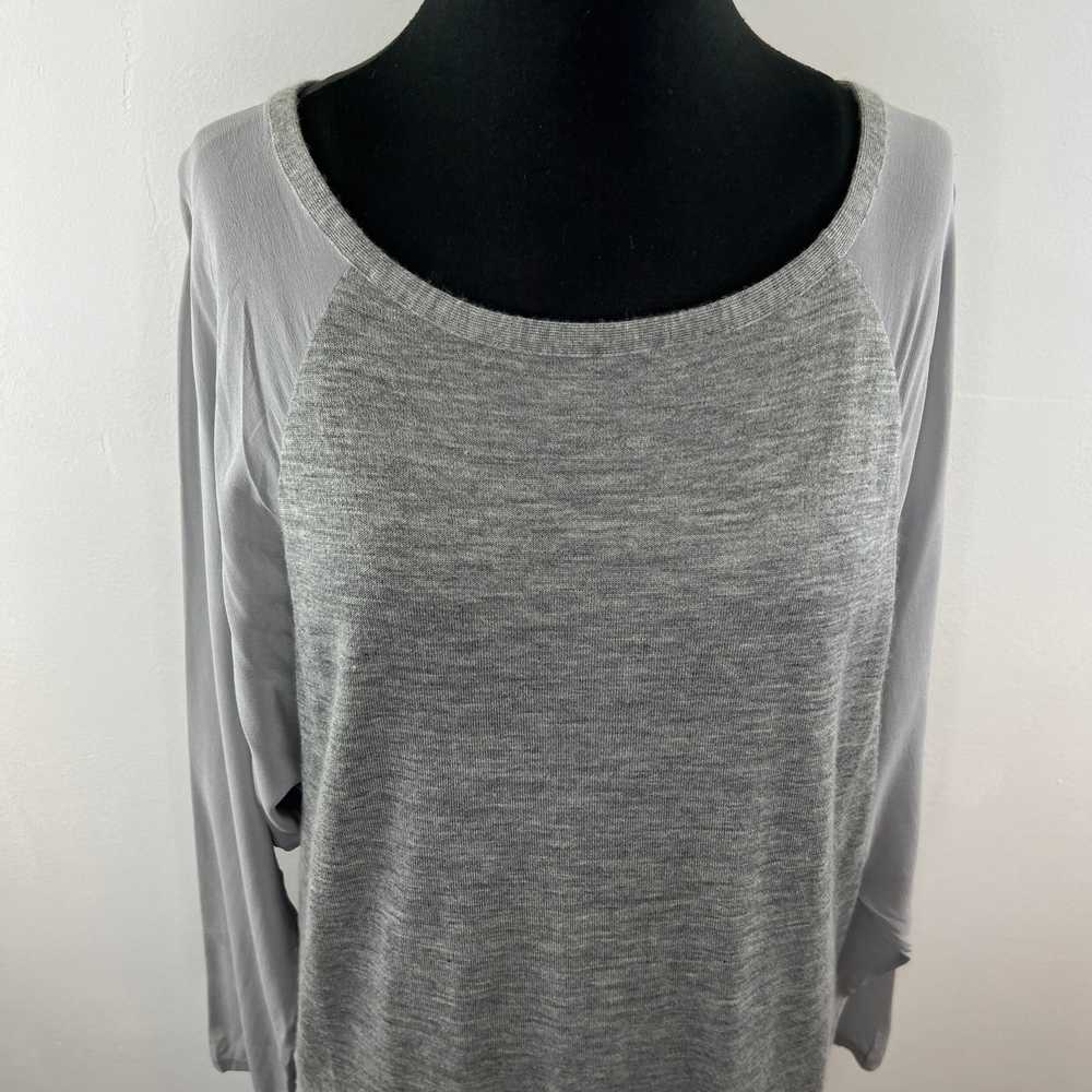 VINCE Light Gray Heather Cashmere Tunic Top with … - image 2