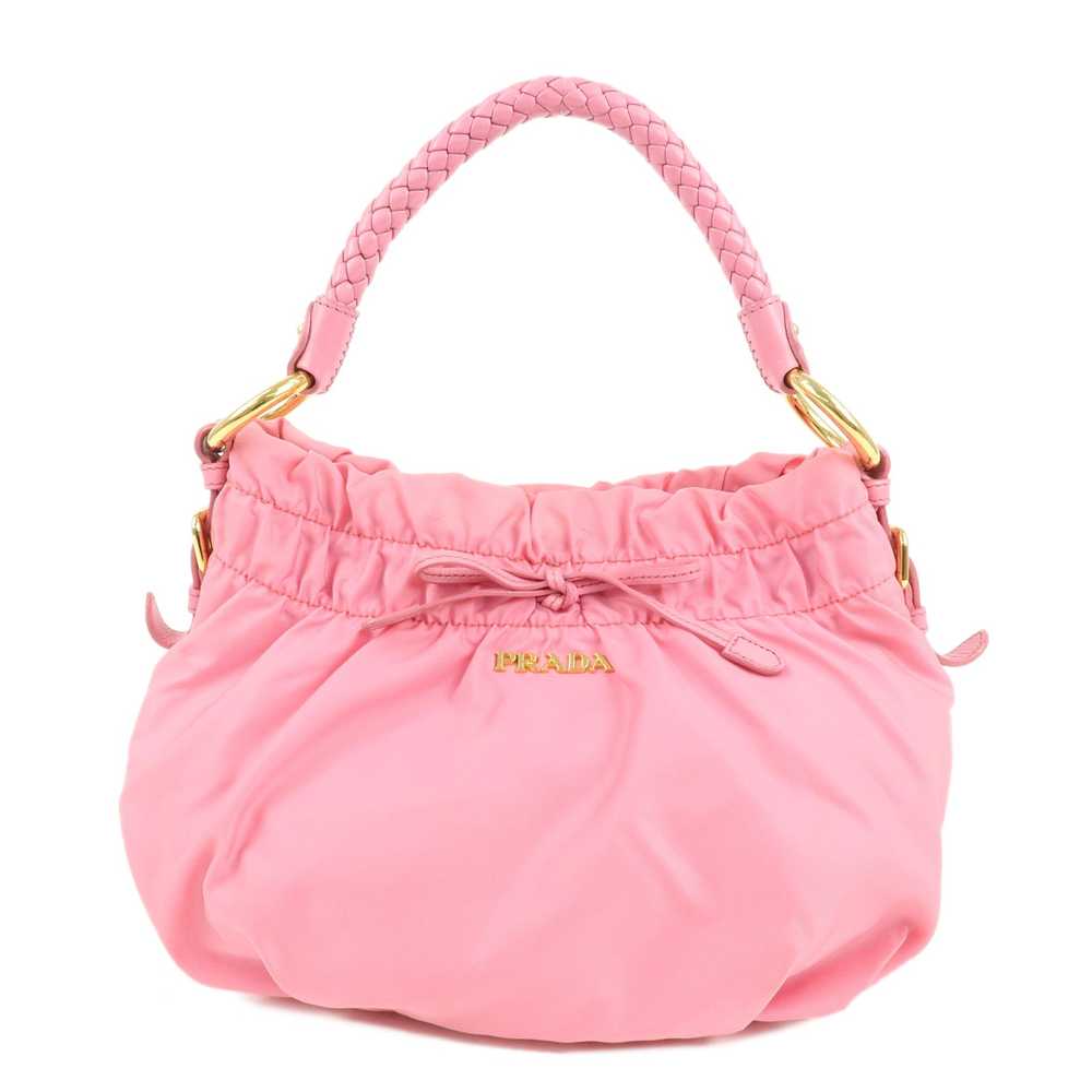 PRADA Nylon Leather Gather Shoulder Bag Hand Bag … - image 1