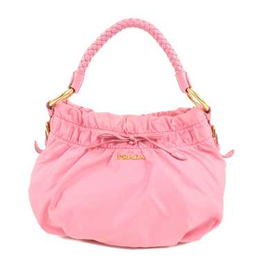 PRADA Nylon Leather Gather Shoulder Bag Hand Bag … - image 1