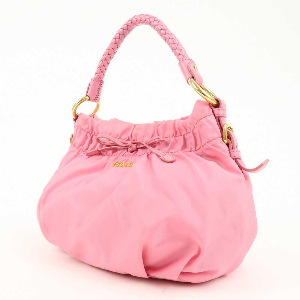 PRADA Nylon Leather Gather Shoulder Bag Hand Bag … - image 3