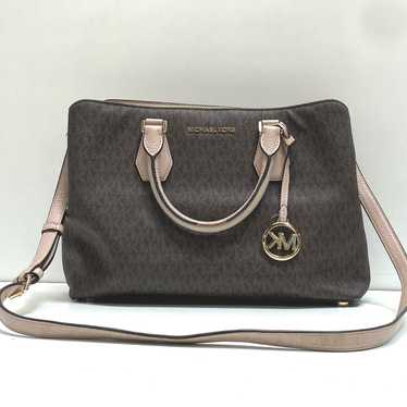 Michael Kors Monogram Signature Camille Satchel B… - image 1