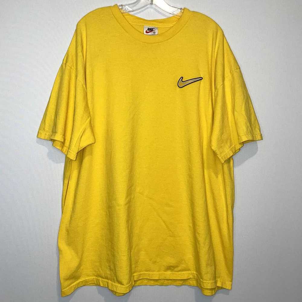 Nike Vintage 90s Nike Yellow T-Shirt with Rubber … - image 1