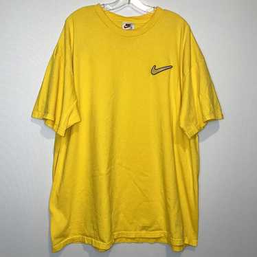 Nike Vintage 90s Nike Yellow T-Shirt with Rubber … - image 1