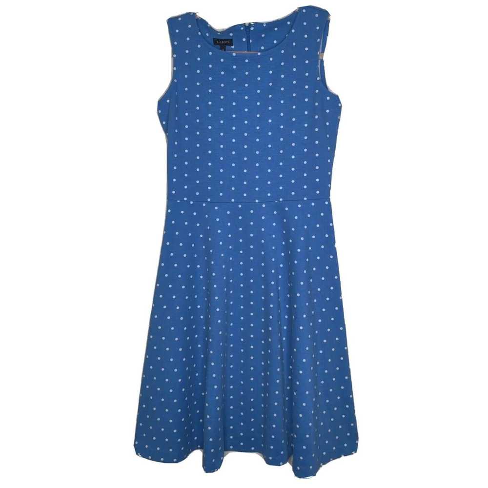 Unbrnd Talbots Blue White Polka Dot Sleeveless Dr… - image 1