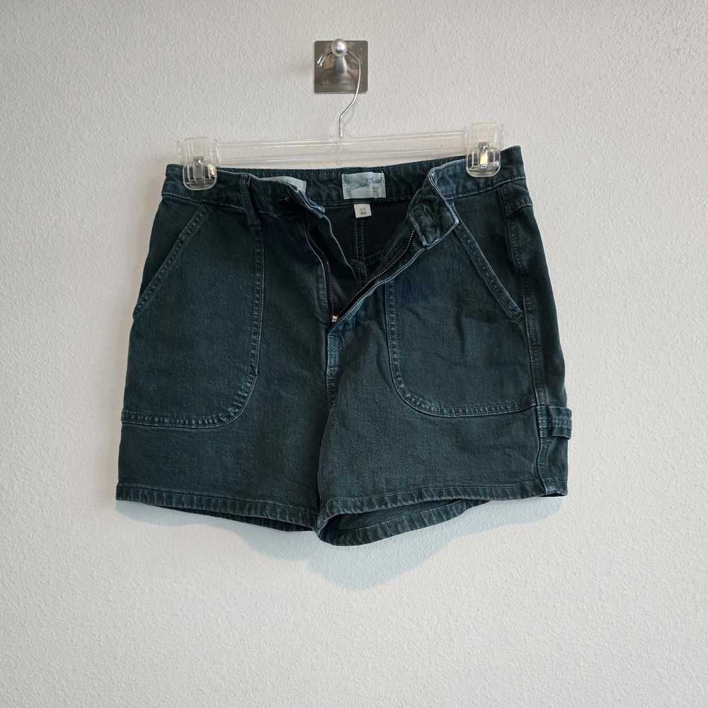 Designer Green Denim Carpenter Jean Shorts - image 3