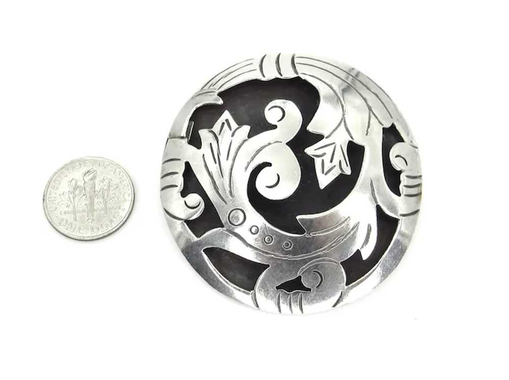 Sterling Silver Mexico Shadow Box Signed Brooch P… - image 4