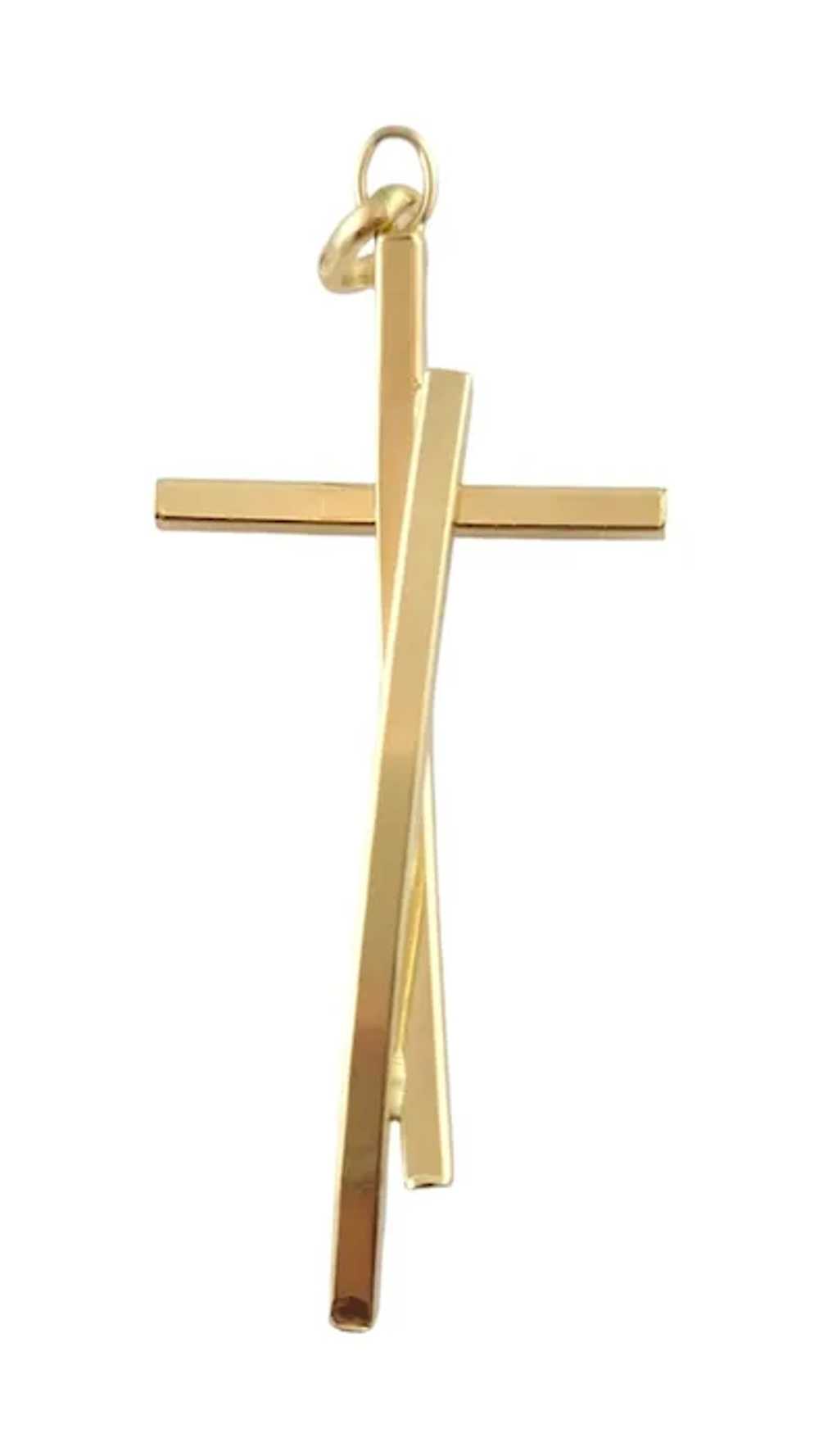 18K Yellow Gold Modern Textured Cross Pendant #18… - image 5