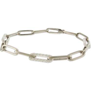 Classy Paperclip Linked Bracelet with Diamonds in… - image 1