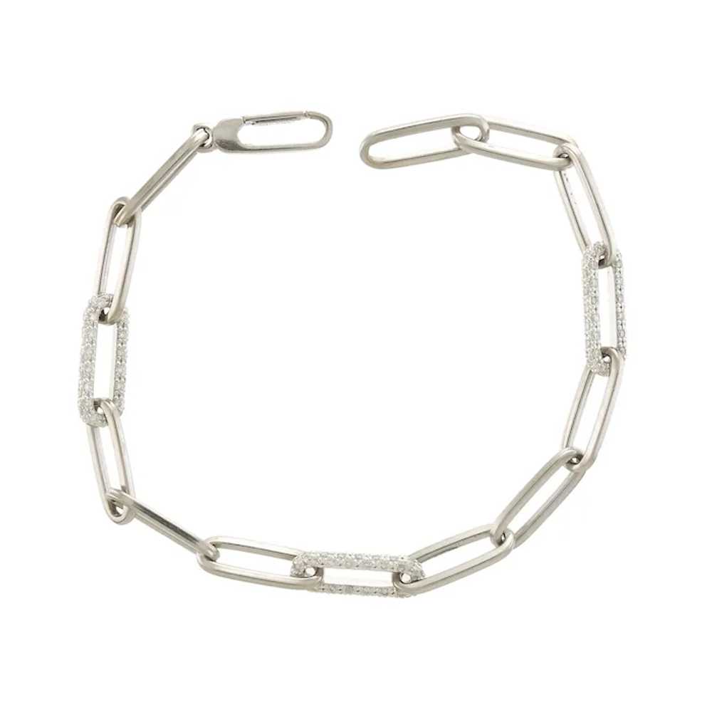 Classy Paperclip Linked Bracelet with Diamonds in… - image 2