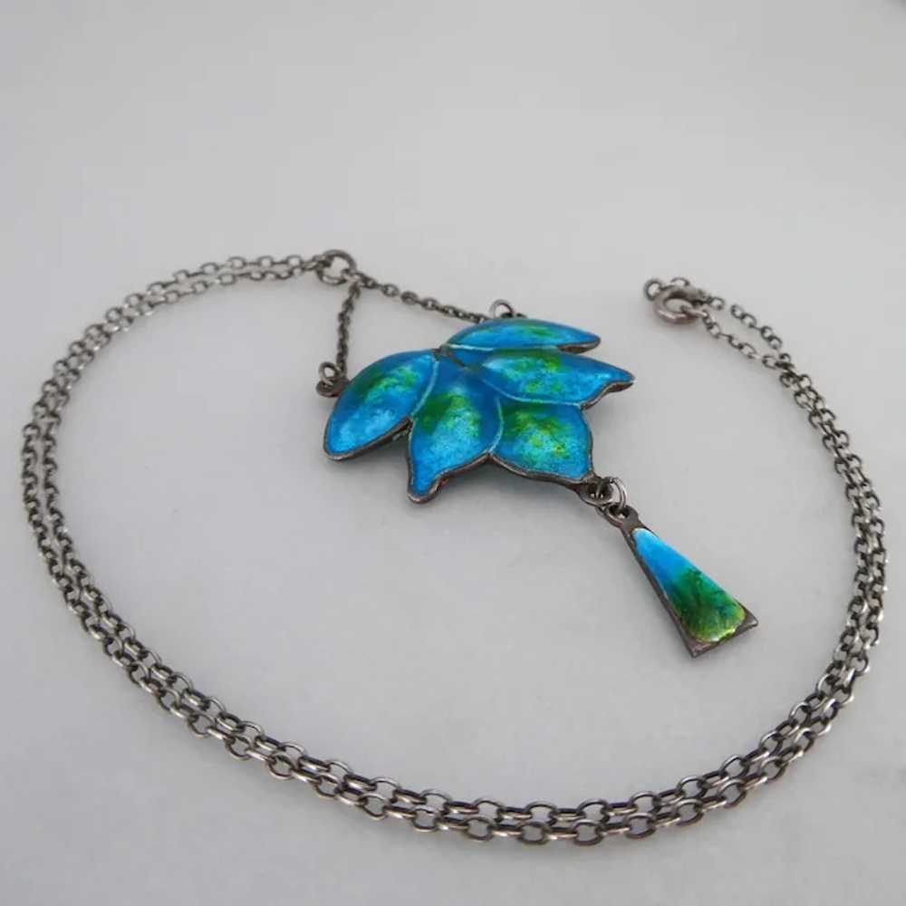 Antique Arts & Crafts Sterling Silver Vibrant Blu… - image 3