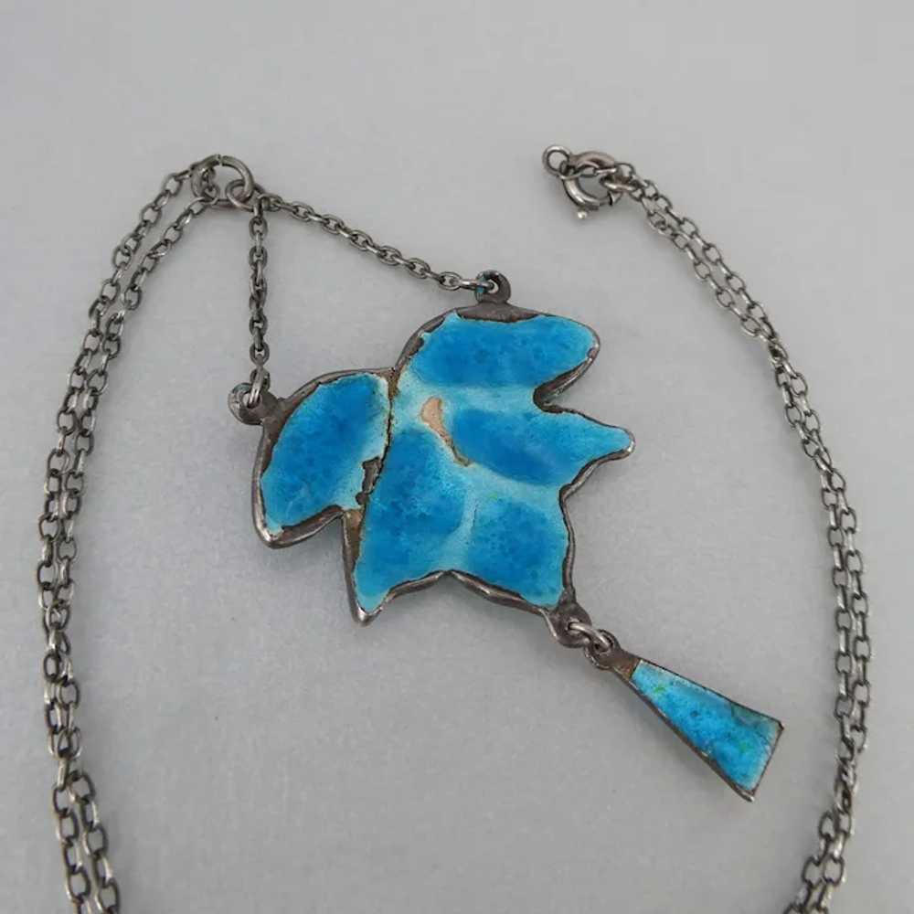 Antique Arts & Crafts Sterling Silver Vibrant Blu… - image 5