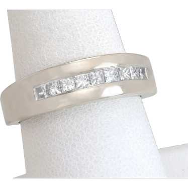 14K White Gold .50ct  Princess Cut Diamond Channe… - image 1