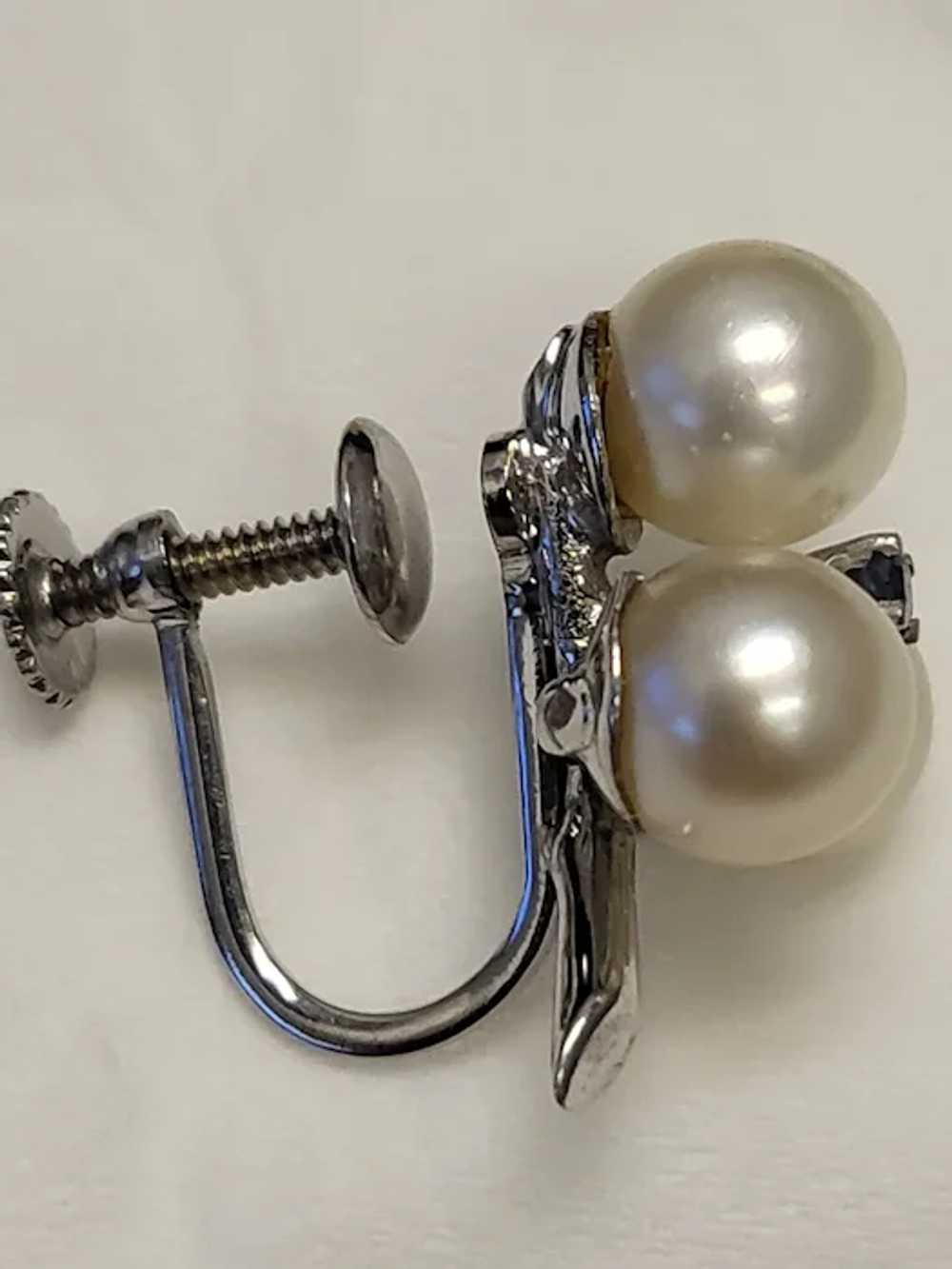 14K Gold Three Stone Cultured Pearl & Topaz Screw… - image 11