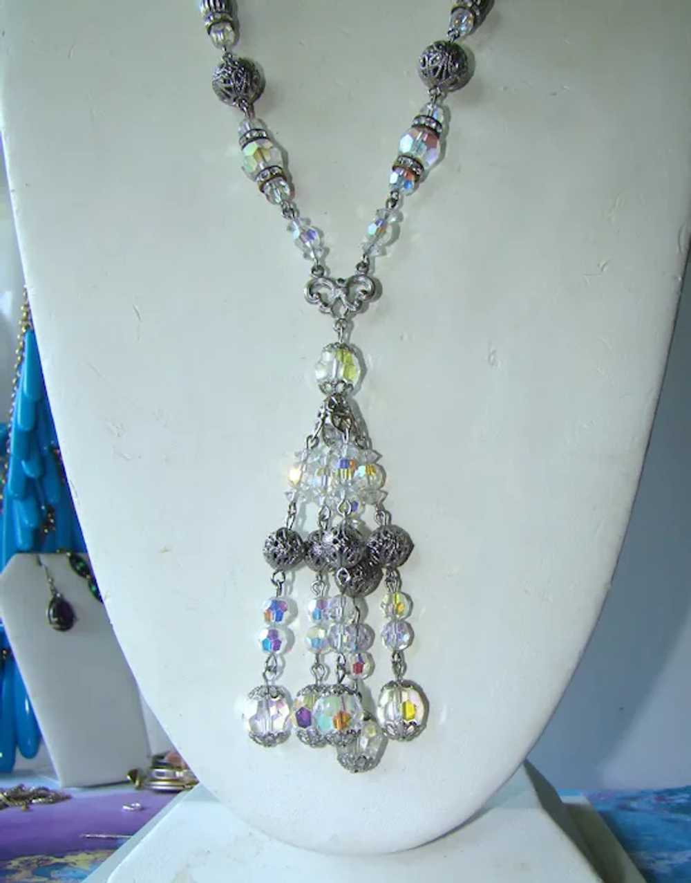 Glorious Crystal beads and Rhinestone tassel, old… - image 3