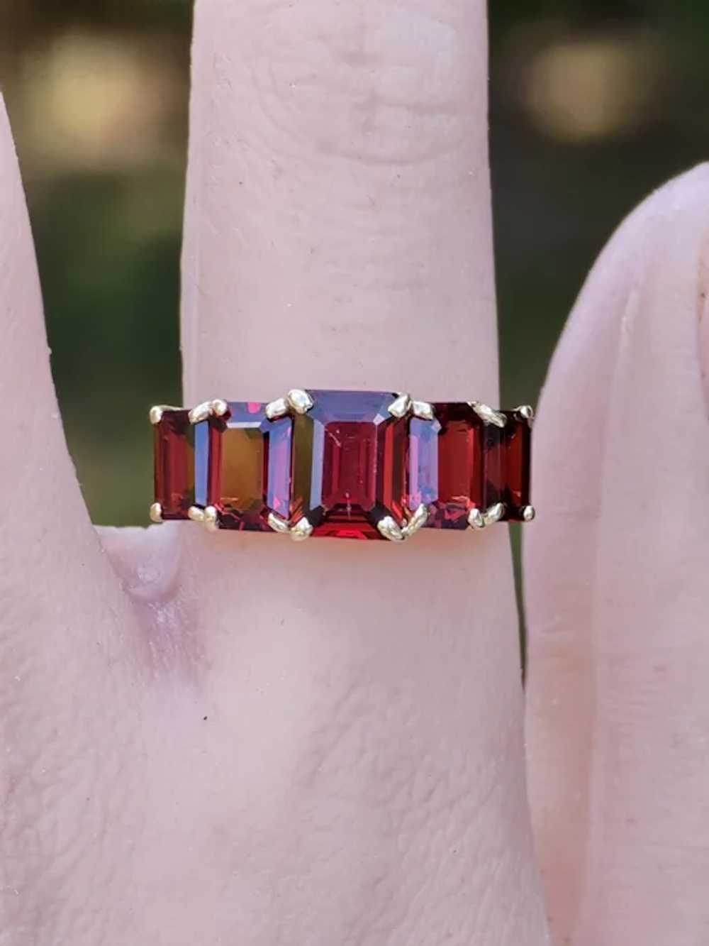 Attractive 5 Carat Emerald Cut Garnet Graduated 1… - image 2