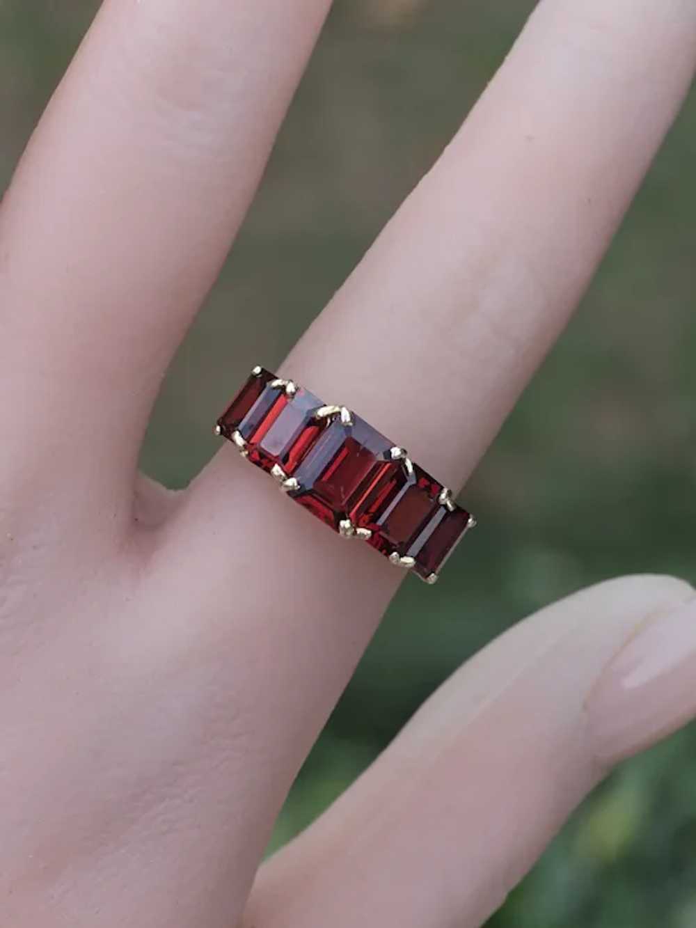 Attractive 5 Carat Emerald Cut Garnet Graduated 1… - image 3