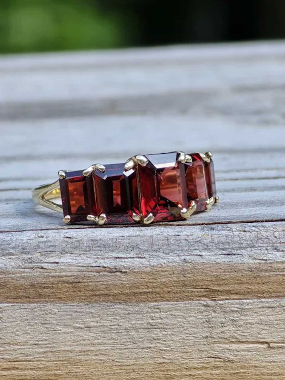 Attractive 5 Carat Emerald Cut Garnet Graduated 1… - image 4