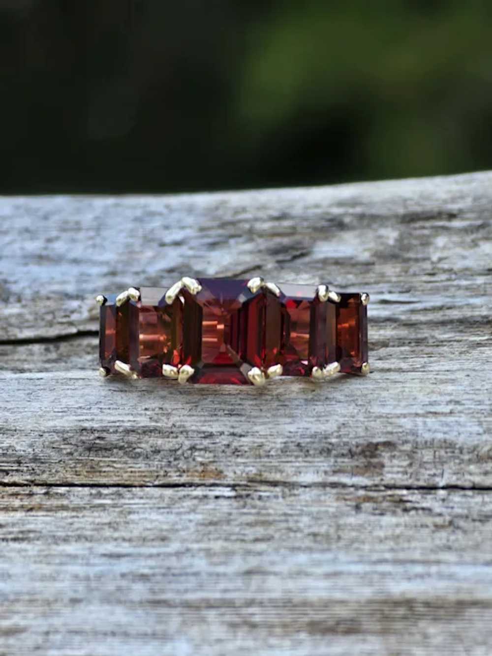 Attractive 5 Carat Emerald Cut Garnet Graduated 1… - image 6