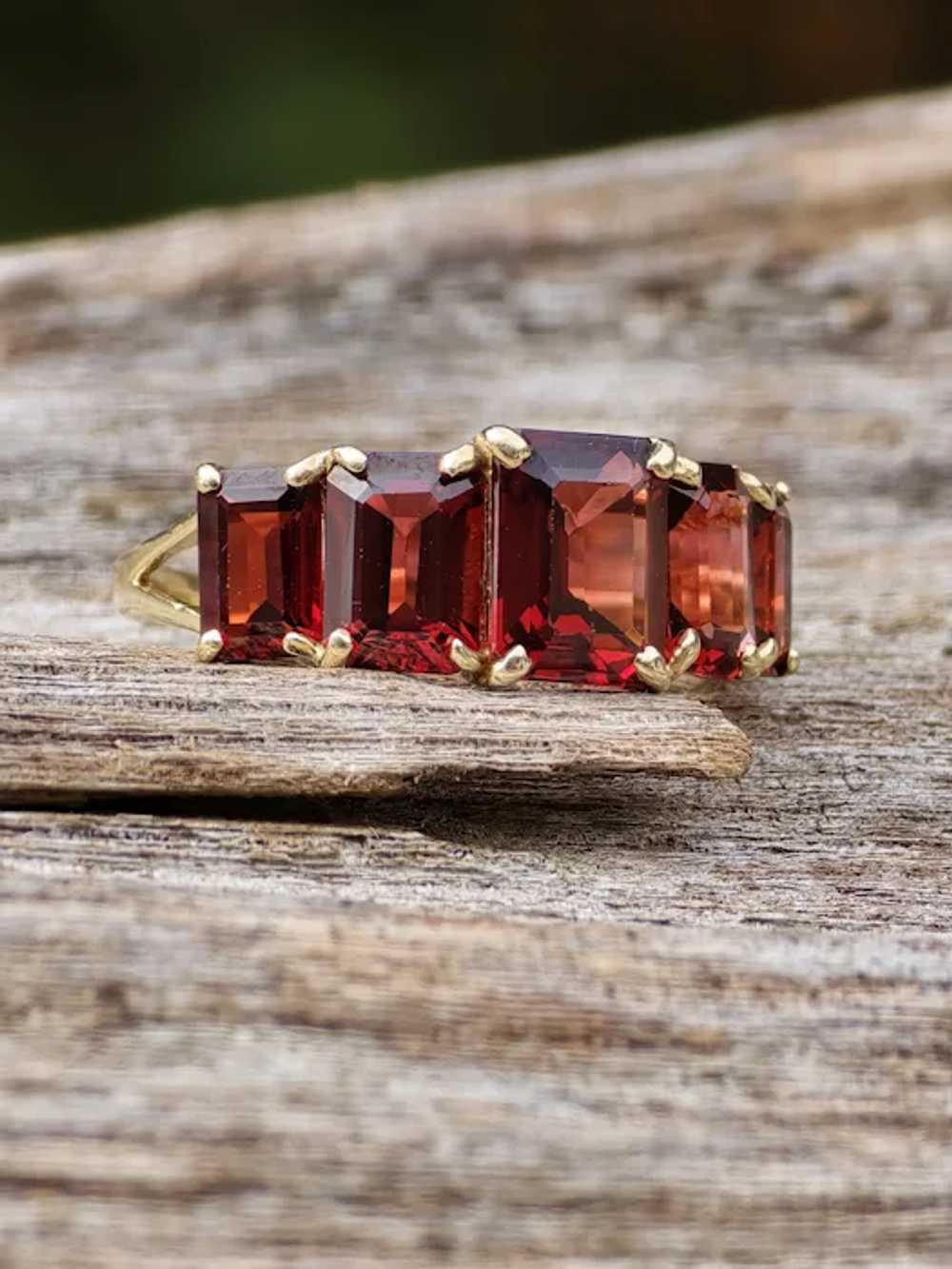 Attractive 5 Carat Emerald Cut Garnet Graduated 1… - image 6