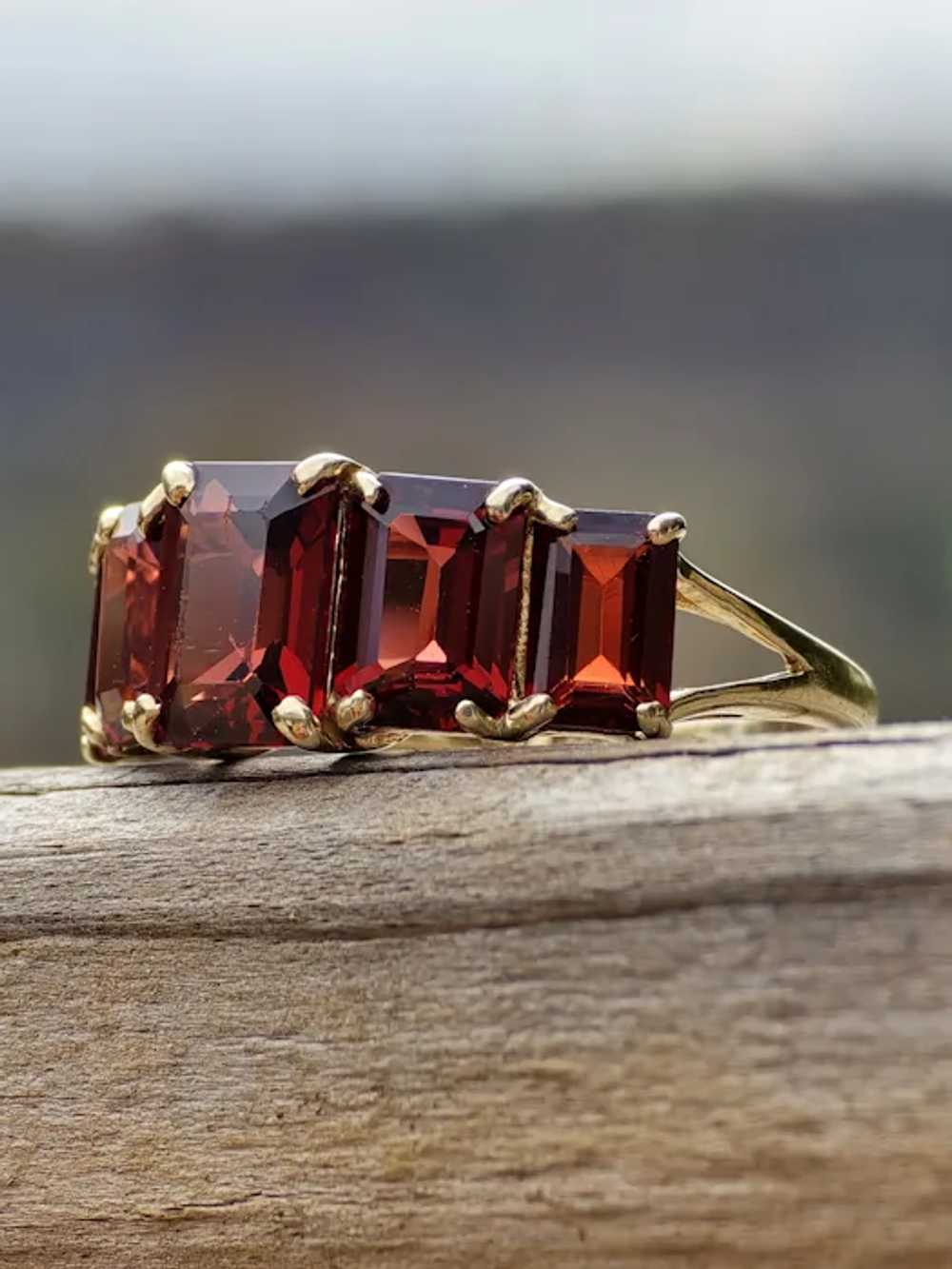 Attractive 5 Carat Emerald Cut Garnet Graduated 1… - image 9