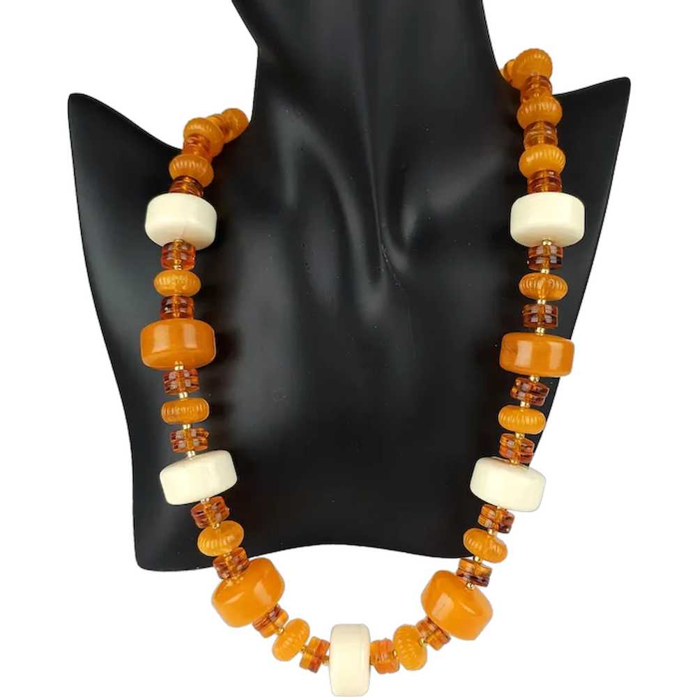 Chunky Orange & Cream Opaque & Transparent Beads … - image 1