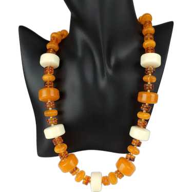 Chunky Orange & Cream Opaque & Transparent Beads … - image 1