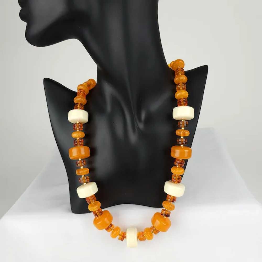 Chunky Orange & Cream Opaque & Transparent Beads … - image 2