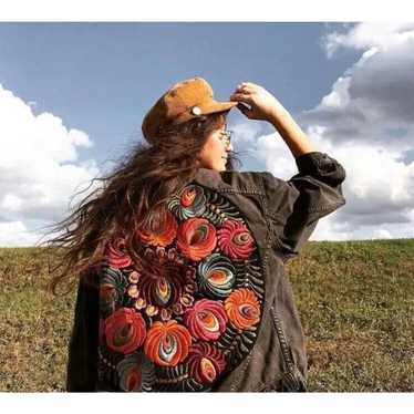 Other BOHO Colorful Floral Oversized Black Distre… - image 1