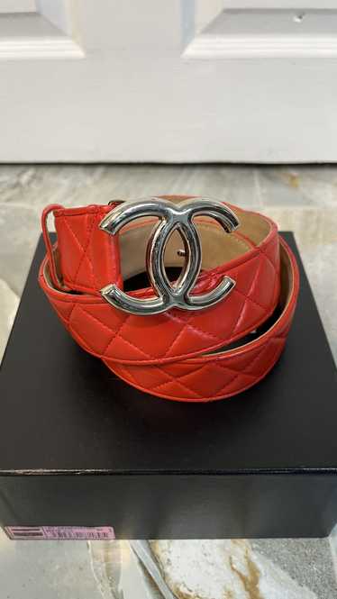 Chanel Chanel Red Quilted Buckle Belt