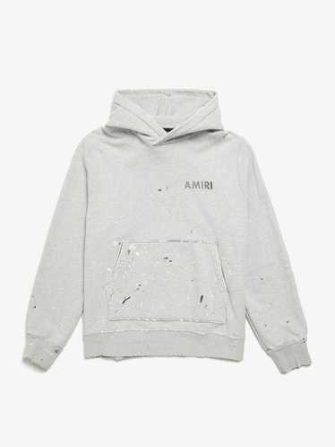 Amiri Gray Paint Splattered Logo Printed Cotton H… - image 1