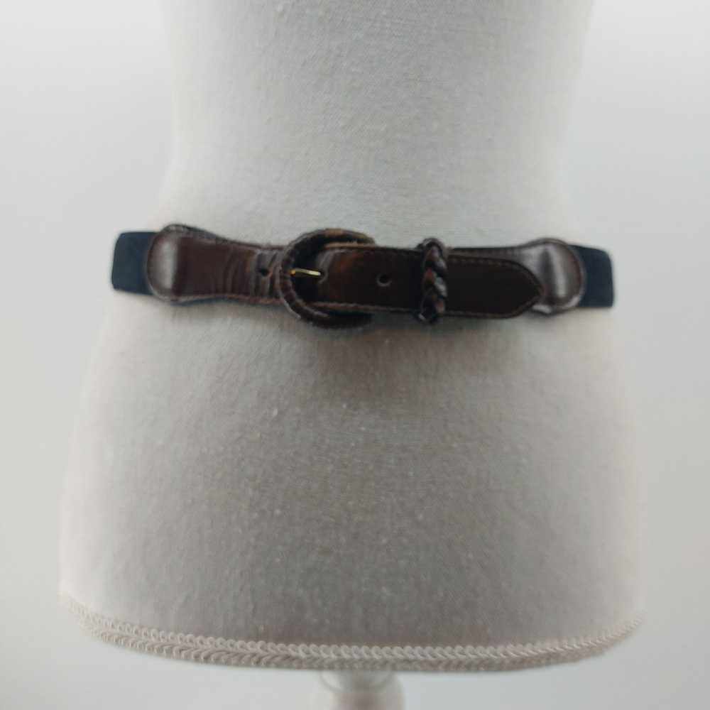 Vintage Talbots Black Suede Belt Brown Tip Weaved… - image 1